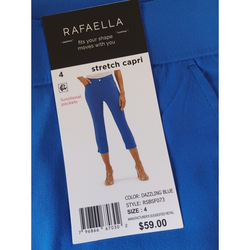 Rafaella Women Dazzling Blue Stretch Capri Pants RSBSF073 Size 4 NWT - Picture 2 of 11
